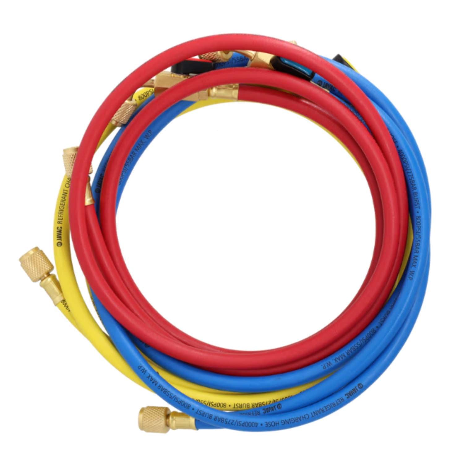 Javac Refrigeration Hose Set 72" 1/4" x 1/4" Ball Valves