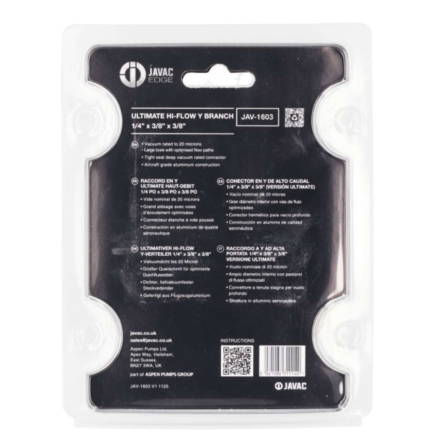 Javac Edge Ultimate Hi-Flow Y Fitting Series 3/8 x 3/8 x 1/4