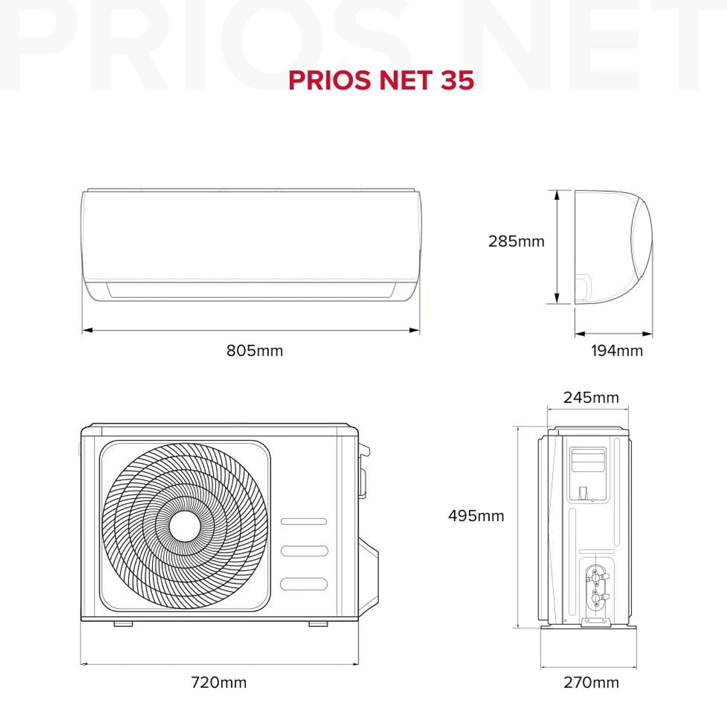Ariston Prios Net 3.5kW Air Conditioning Split System with Wi-Fi