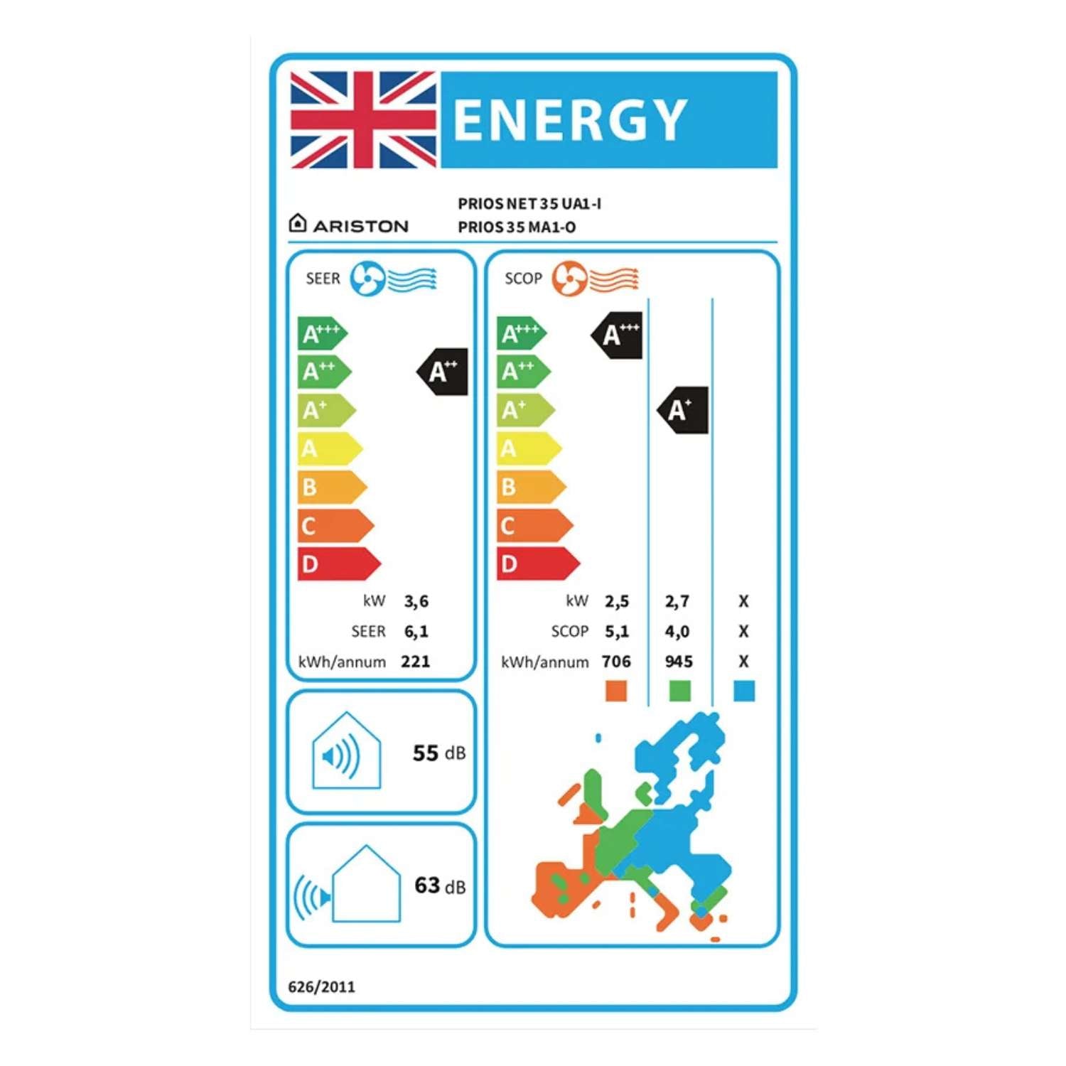Ariston Prios Net 3.5kW Air Conditioning Split System with Wi-Fi