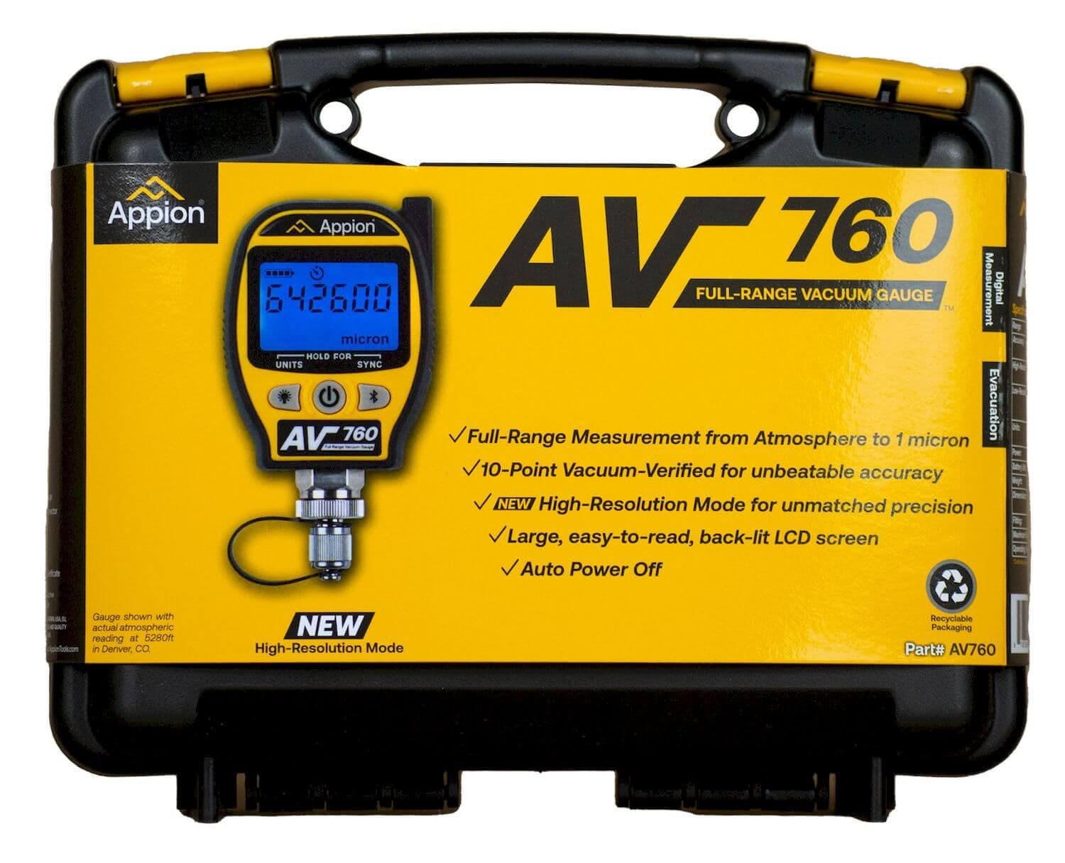 Appion AV760 Full Range Vacuum Gauge Torr AC