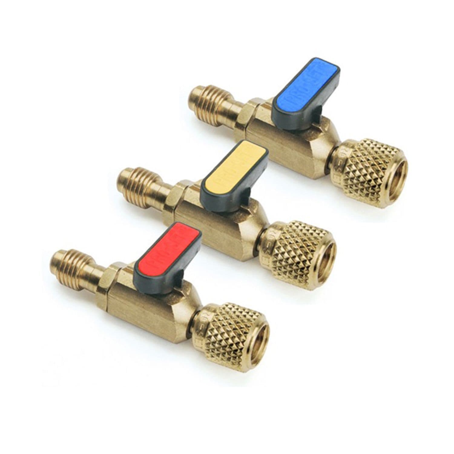 CPS Air Con Refrigeration Ball Valves Straight 1/4" SAE Set of 3