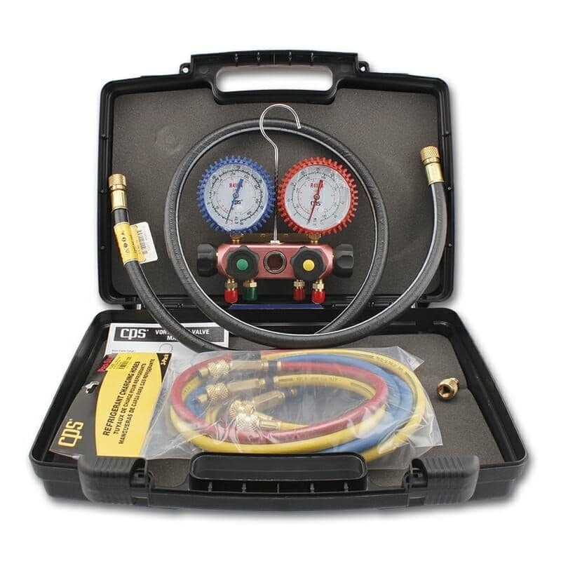 CPS Manifold Gauge Set 4 Hoses 4-way R410a R32 Vortech MV12EJ5EC