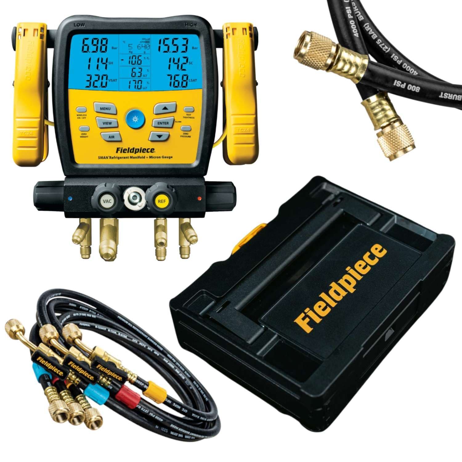 Fieldpiece 4 Port Digital Refrigerant Manifold with Hoses SM482V
