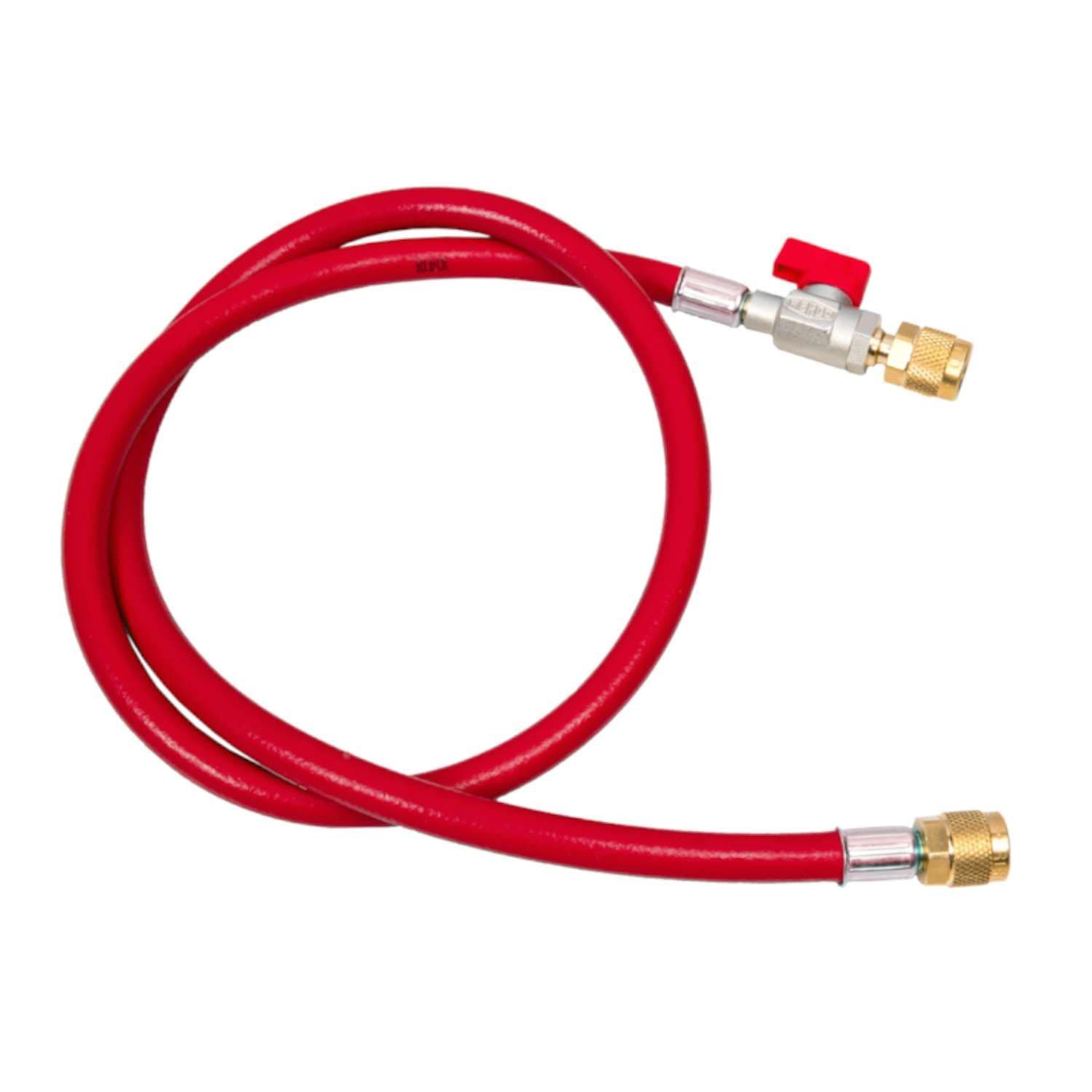 Refco Hose 1/4" Red Charging Line with BV 72" 1.8m