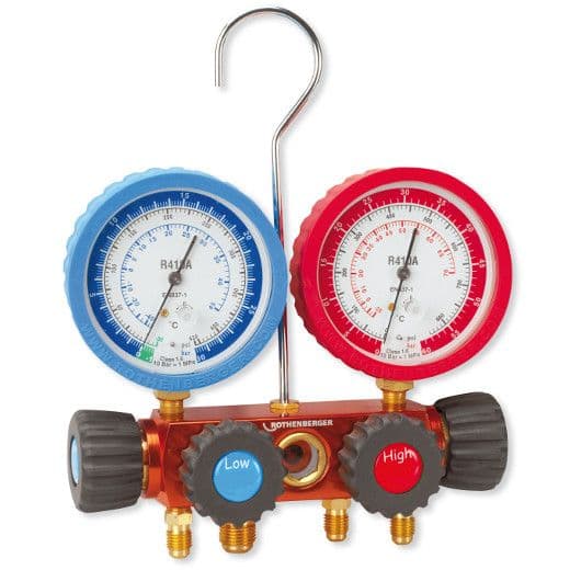 Rothenberger R410A Air Con Gauges 4 Way - Standard Hoses