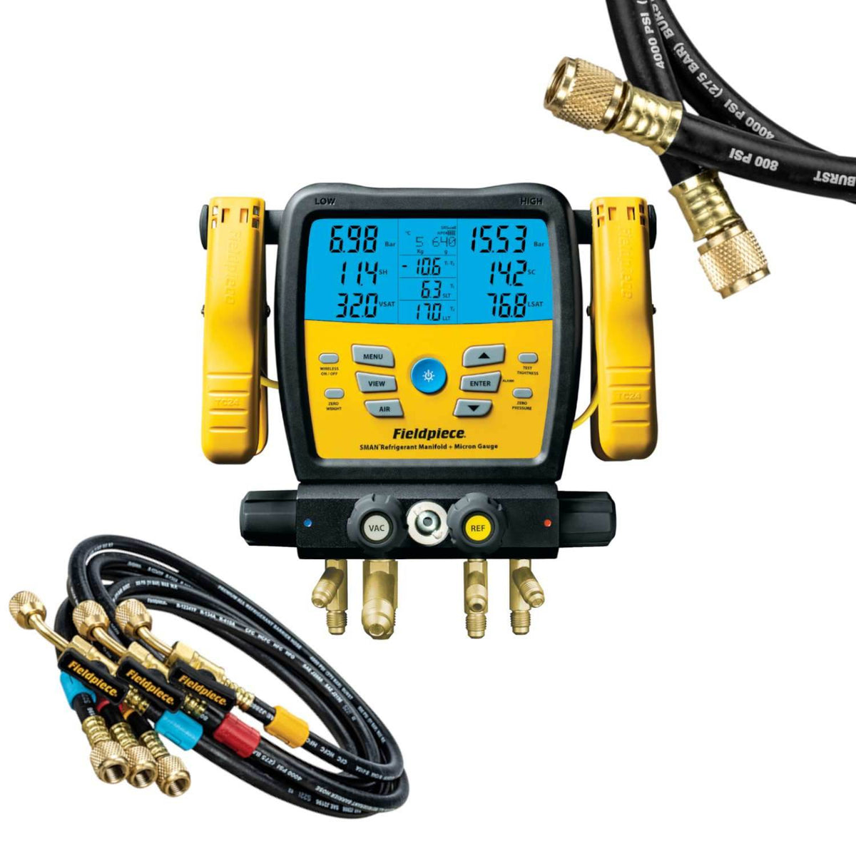 Fieldpiece 4 Port Digital Refrigerant Manifold with Hoses SM482V