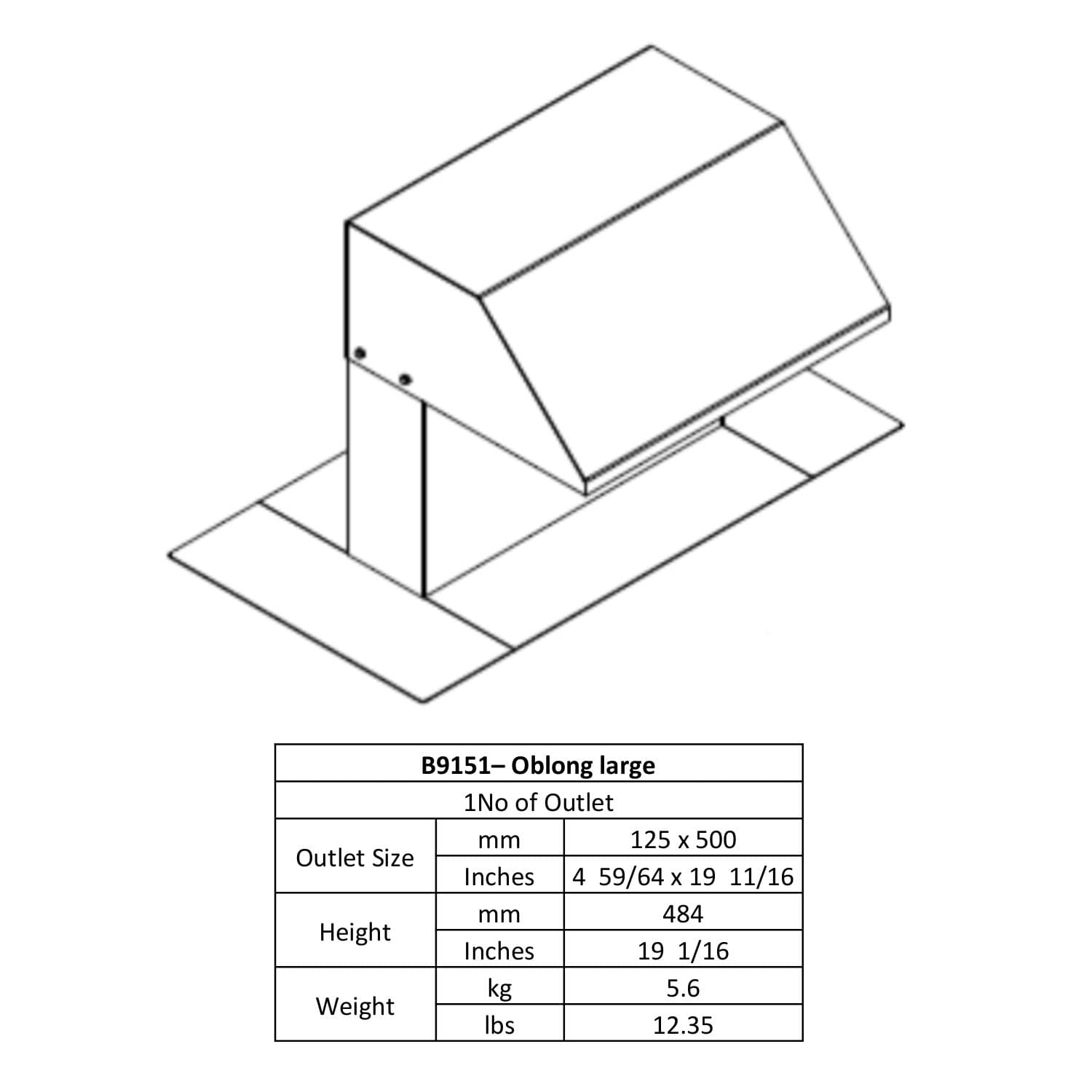 Swan Neck Oblong Large 125 x 500 B9151