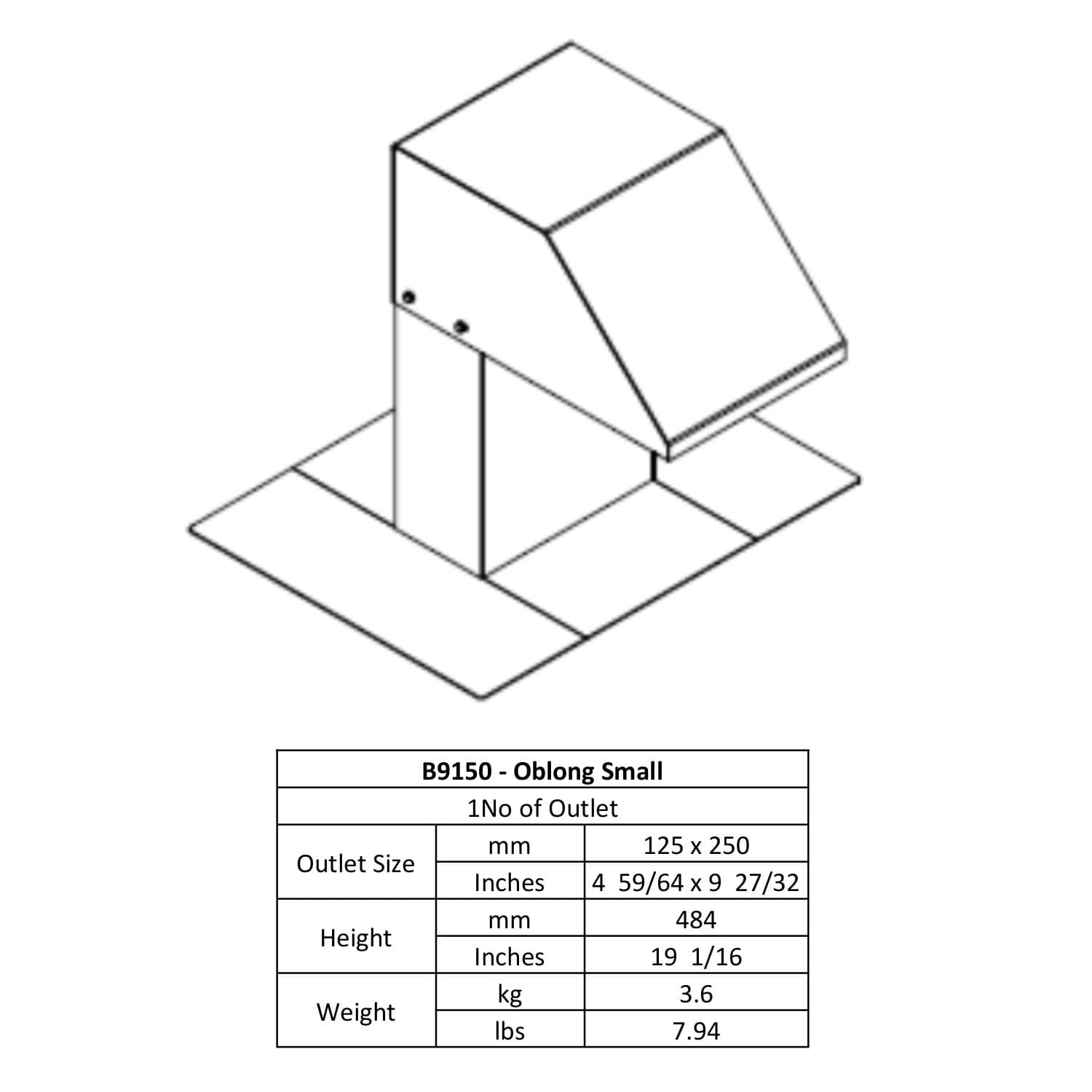 Swan Neck Oblong Small 125 x 250 B9150