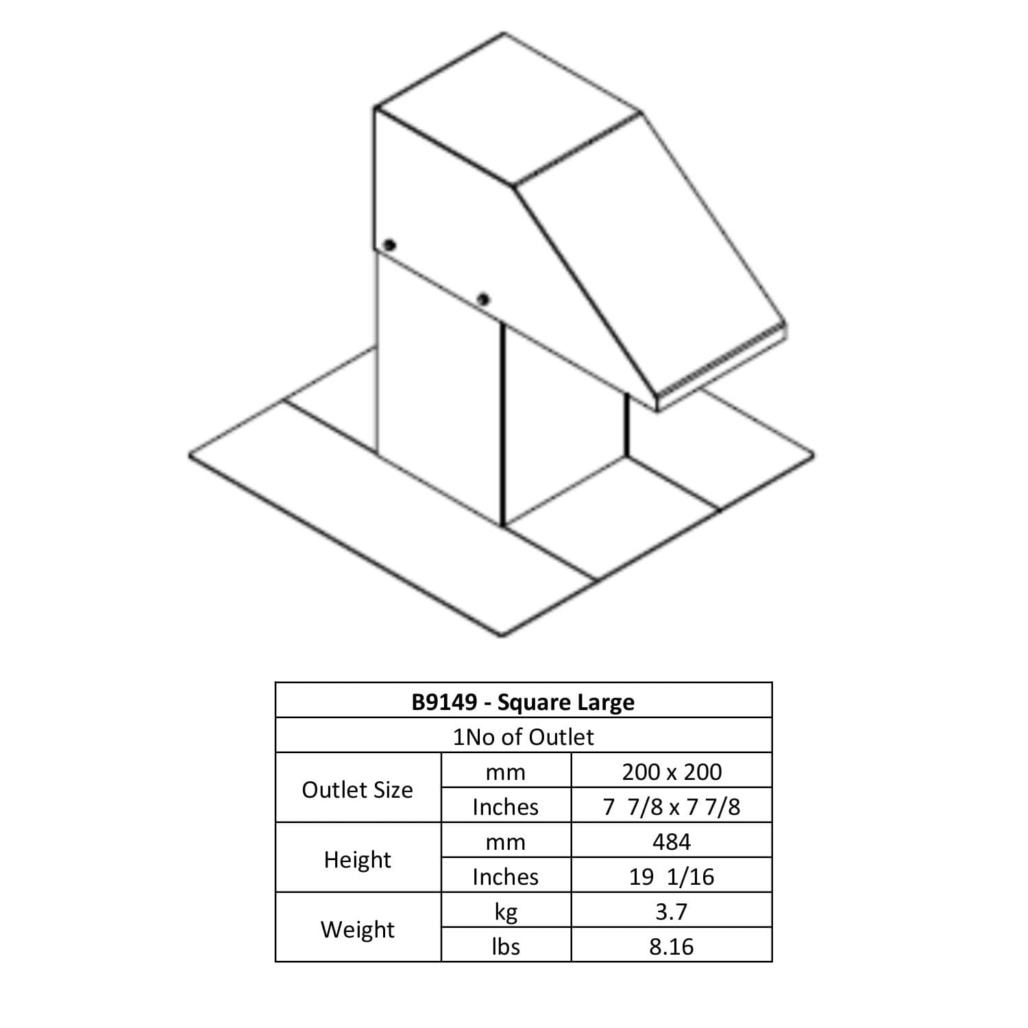 Swan Neck Square Large 200 x 200 B9149