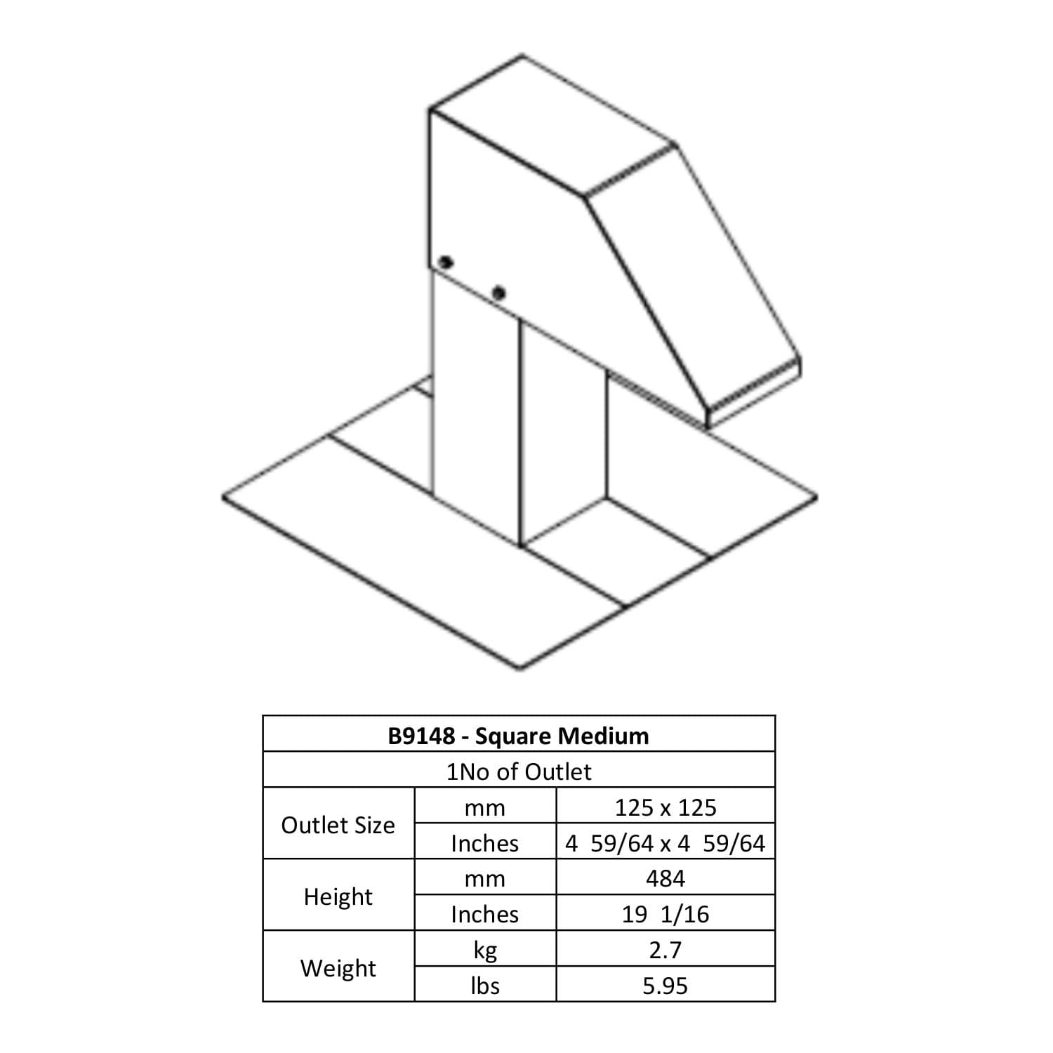 Swan Neck Square Medium 125 x 125 B9148