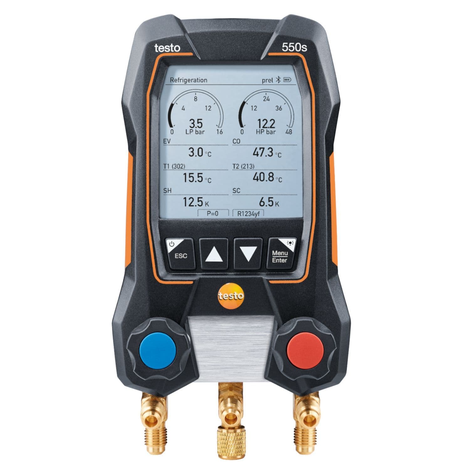 Testo 550s Digital Smart Set 2 Way Refrigeration Manifold with Hoses 0564 5503 02