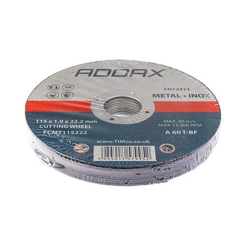 Timco Addax INOX Cutting Disc 115 x 1.0 x 22.23 Tin of 10