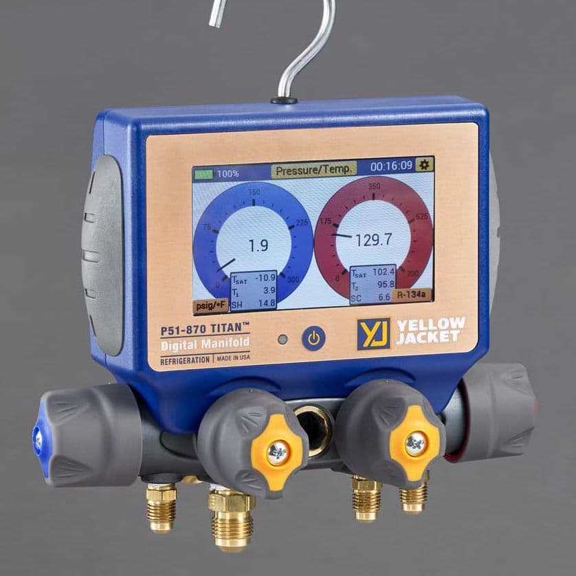 Yellow Jacket P51 870 Titan Digital Manifold Kit with 6 hoses