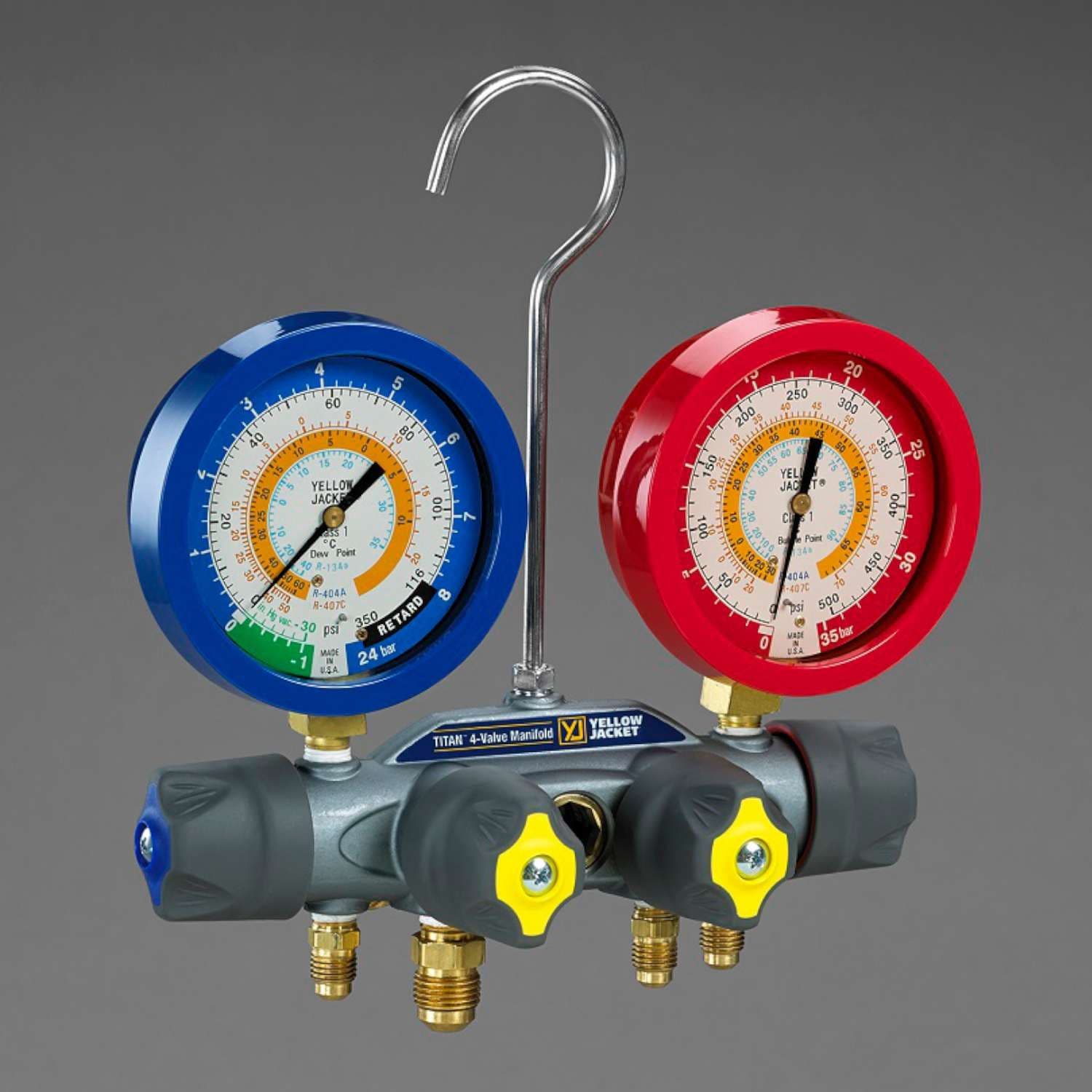 Yellow Jacket TITAN 4 Valve R134A R404A R407C Liquid Filled Manifold ...