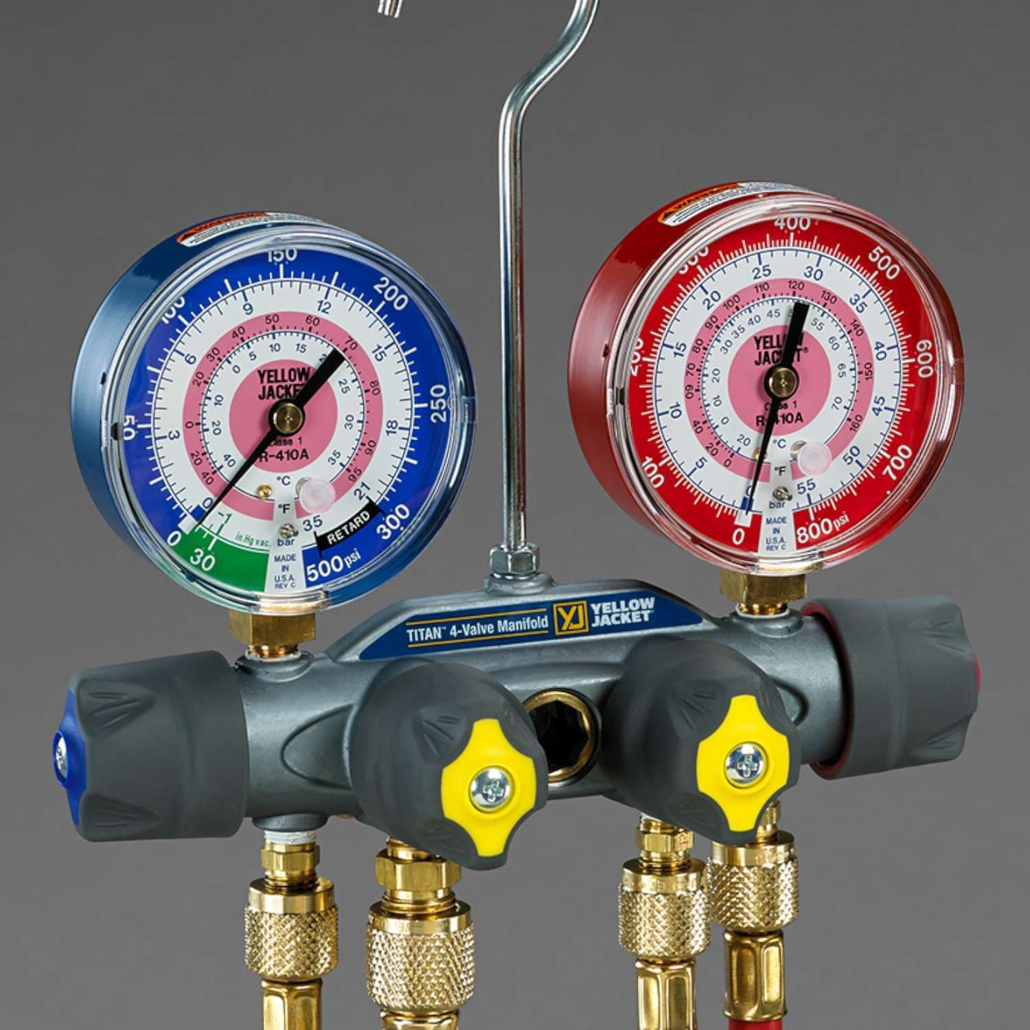Yellow Jacket TITAN 4 Valve R404A R410A R22 Manifold with 4 Hoses